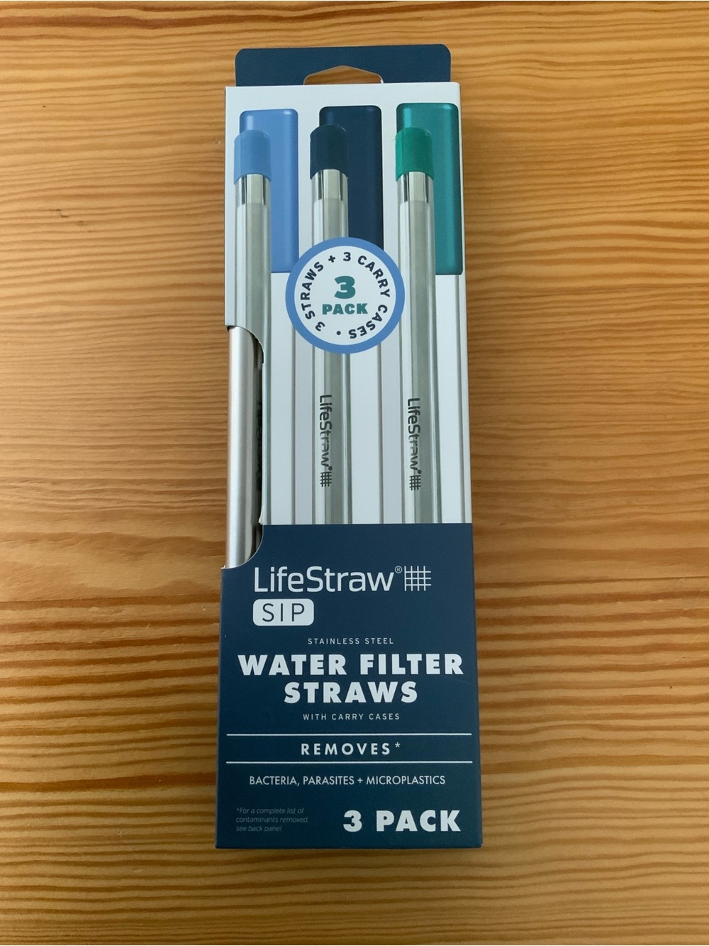 New LifeStraw SIP Stainless Steel Water Filter Straws 3 Packs Carry Case